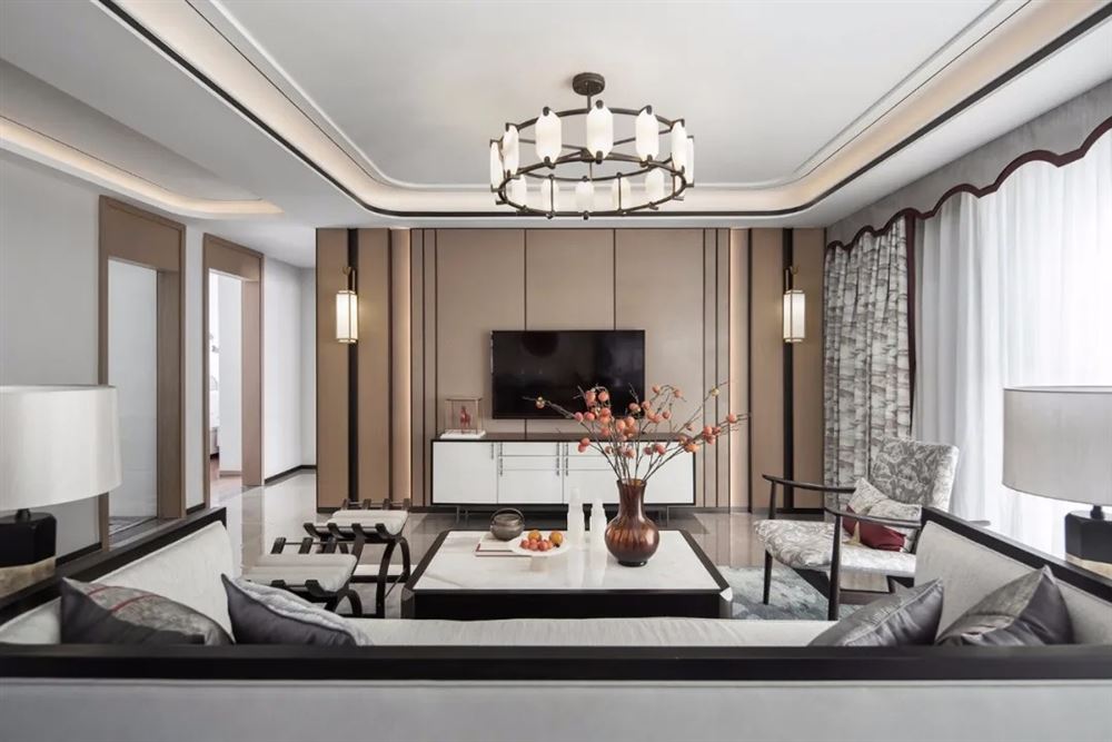 惠州市中信水岸城新中式風(fēng)格四居室裝修案例