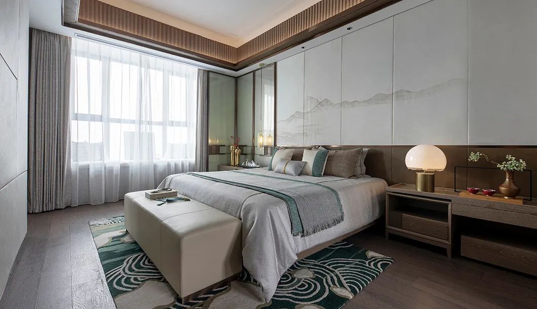 新中式風格家裝設(shè)計復式裝修效果圖-臥室