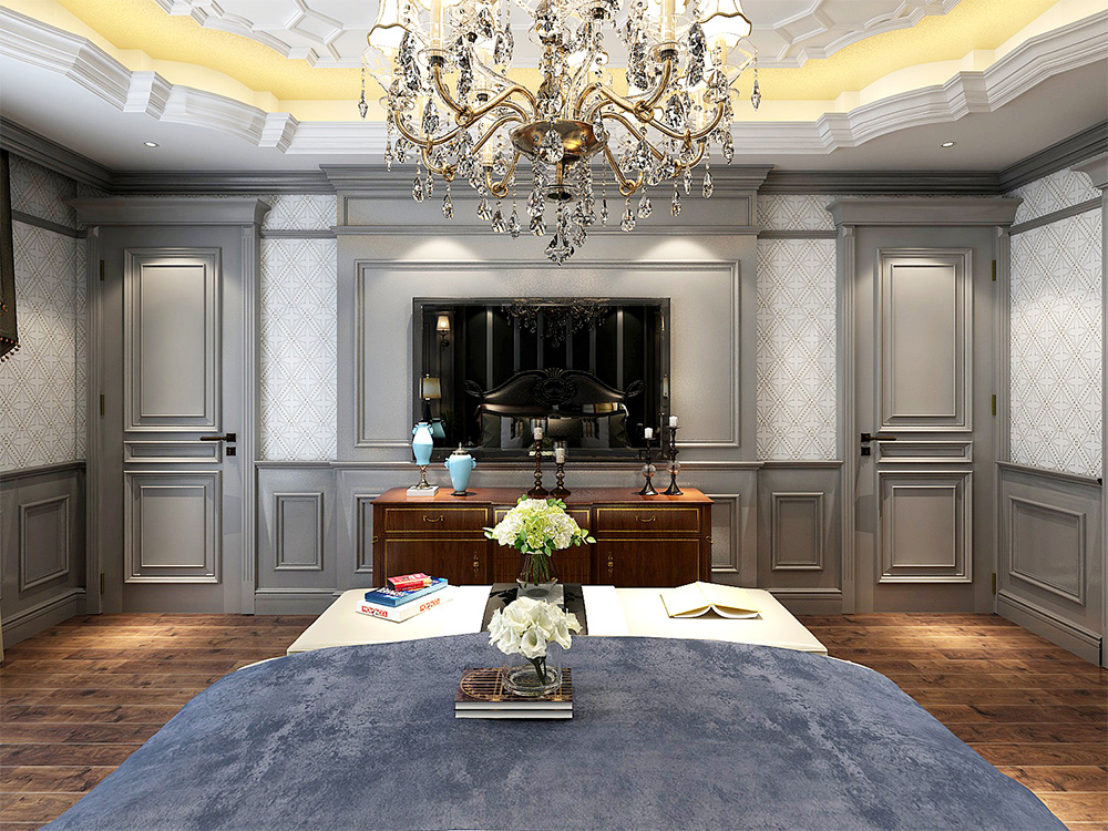 裝修案例經(jīng)典美式風格別墅裝修效果圖-主臥