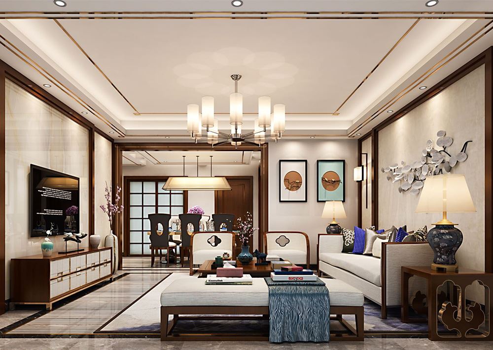 衢州市濱江&middot;春江月新中式風(fēng)格三居室裝修案例