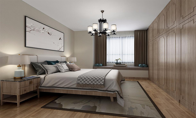 韶關(guān)市韶關(guān)世茂雅宸新中式風格三居室裝修案例