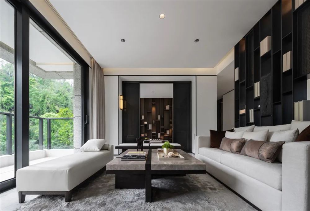 陽江市建華翡翠城新中式風格復(fù)式裝修案例