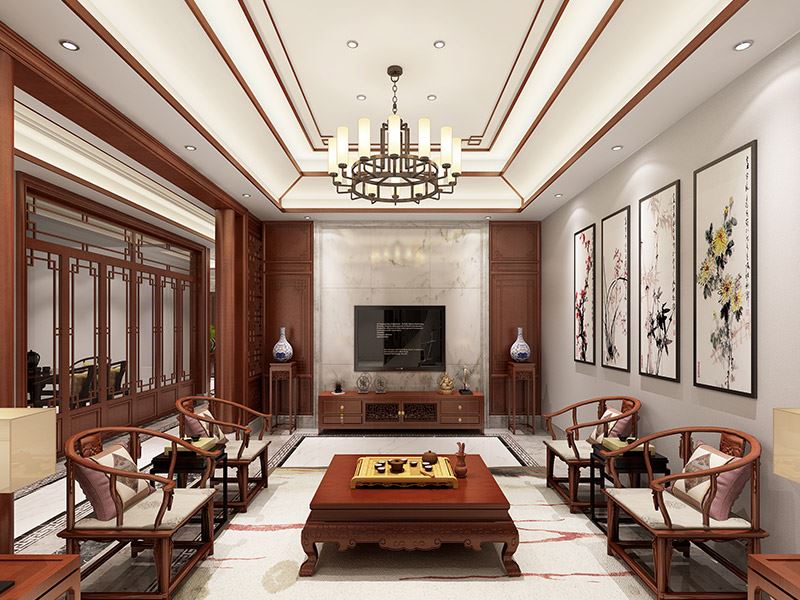 常州市濱江明珠城新中式風(fēng)格別墅裝修案例