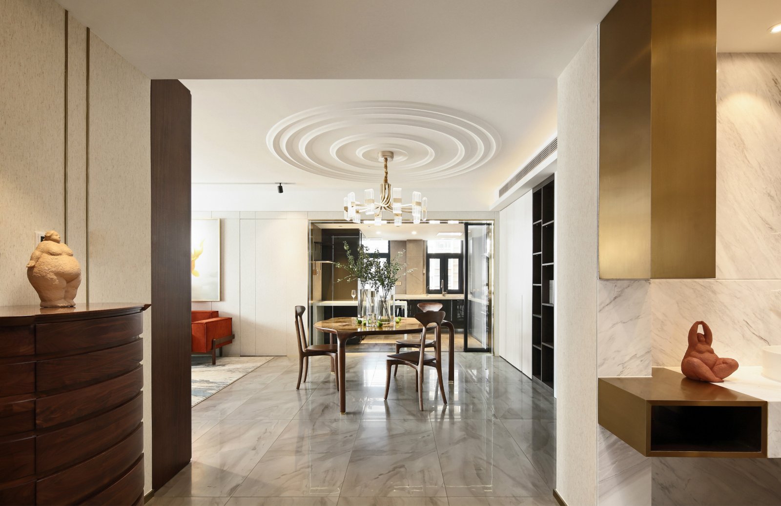 新中式風格家裝設(shè)計室內(nèi)裝修效果圖-玄關(guān)