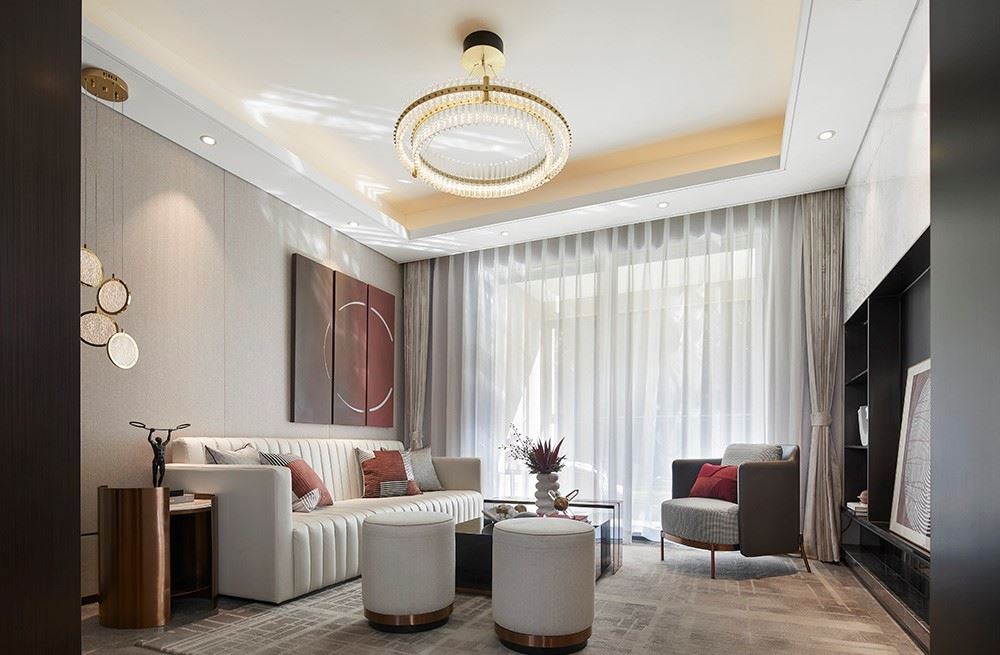 江門市江海怡景灣輕奢風(fēng)格三居室裝修案例