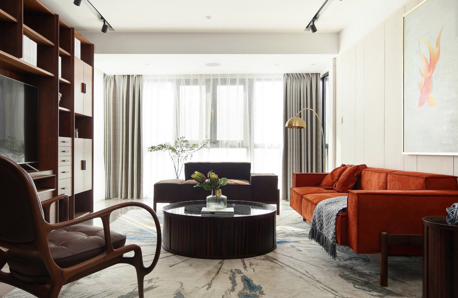 新中式風格家裝設(shè)計室內(nèi)裝修效果圖-客廳