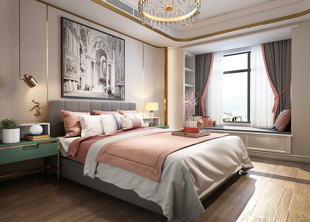 簡(jiǎn)歐風(fēng)格別墅裝修設(shè)計(jì)效果圖-客臥