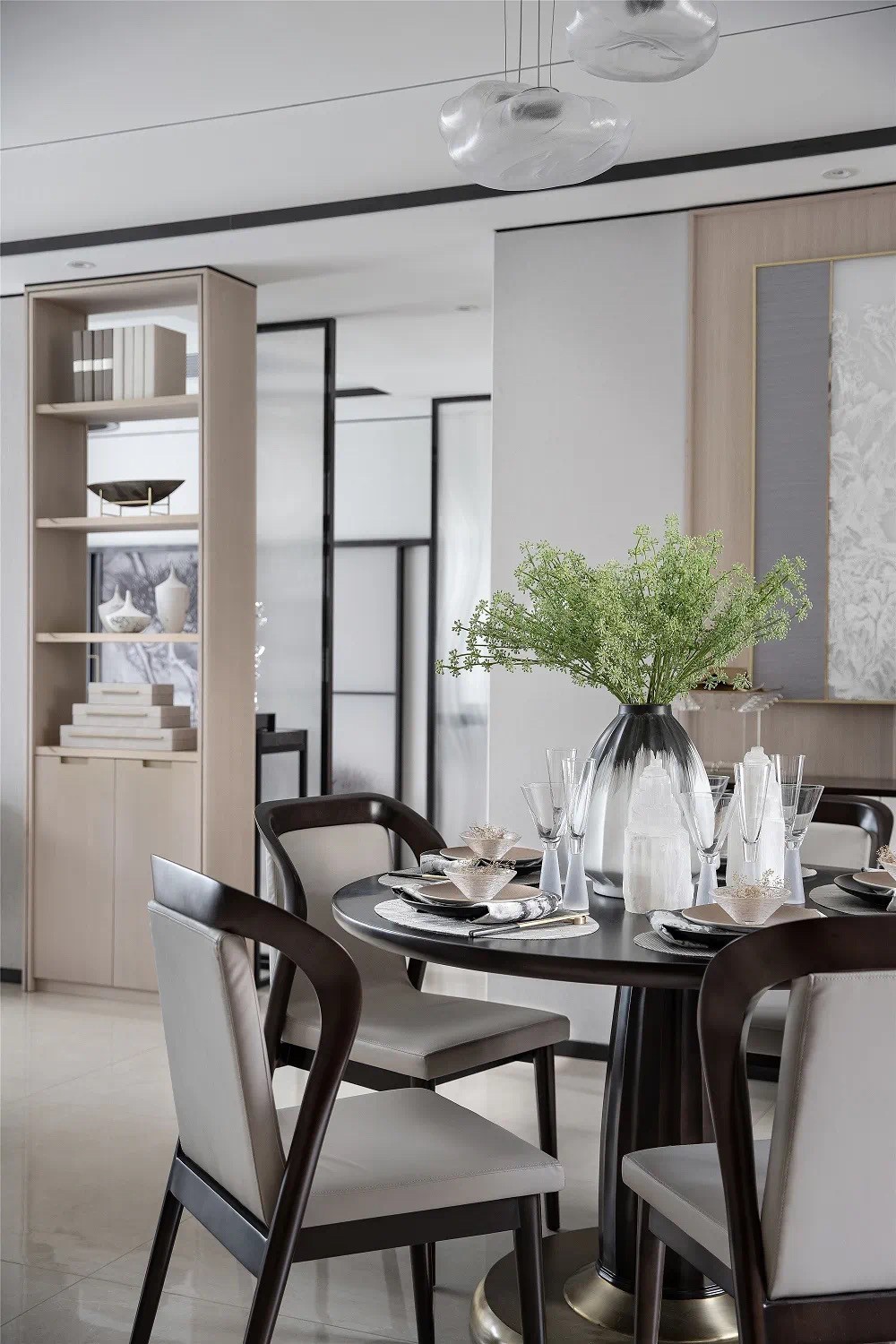 新中式風格家裝設計室內(nèi)裝修效果圖-餐廳