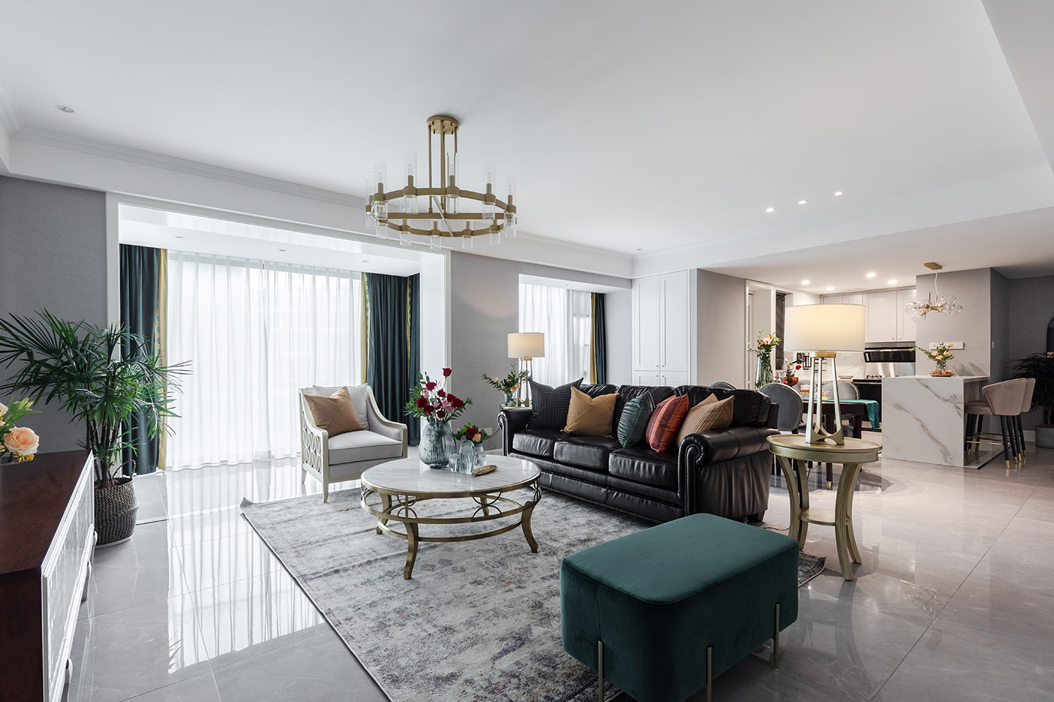 現(xiàn)代美式風格室內(nèi)設(shè)計家裝案例-客廳