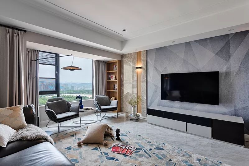 成熟優(yōu)雅的現代簡約風格室內裝修設計效果圖-客廳背景墻