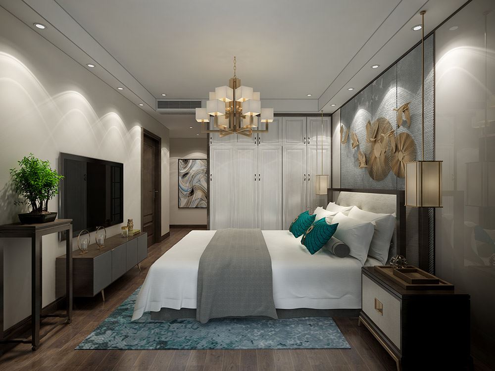 臺(tái)州市鉑金家園新中式風(fēng)格三居室裝修案例