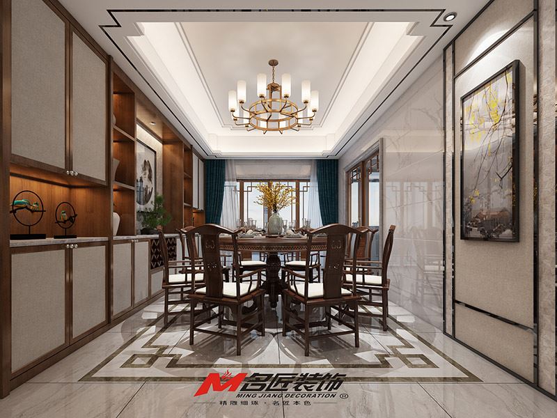 揭陽市保利&middot;半島一號新中式風格三居室裝修案例