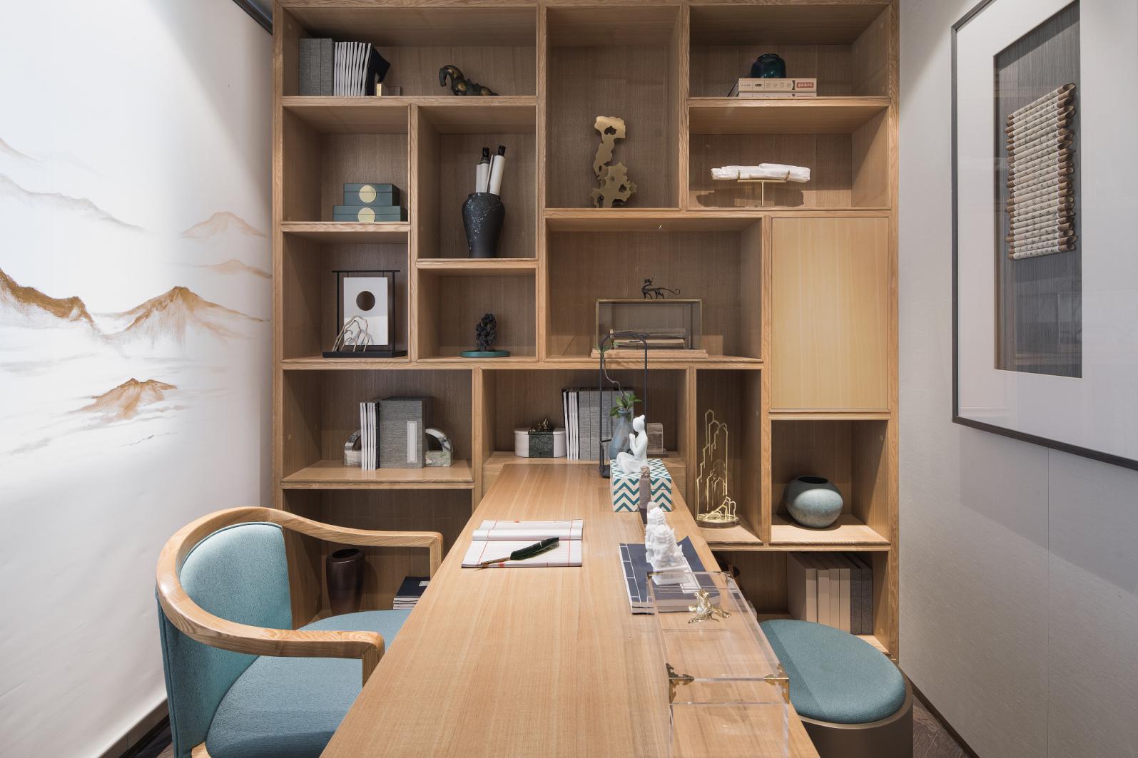 新中式風格家裝設(shè)計室內(nèi)裝修效果圖-書房