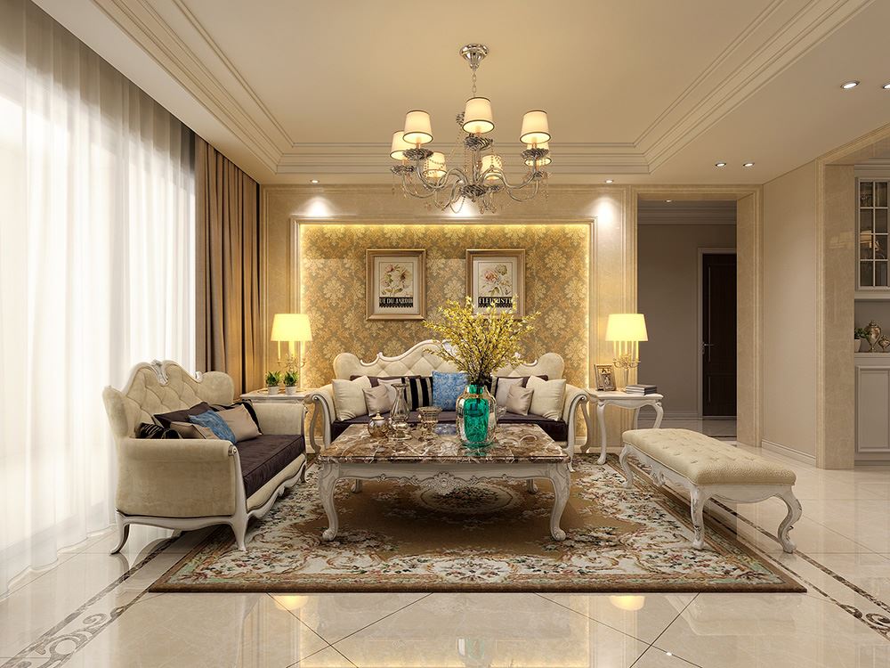 連云港市中茵名都歐式風格三居室裝修案例