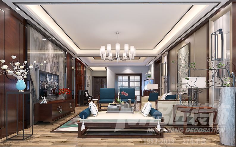 佛山市順德華潤(rùn)置地廣場(chǎng)新中式風(fēng)格三居室裝修案例