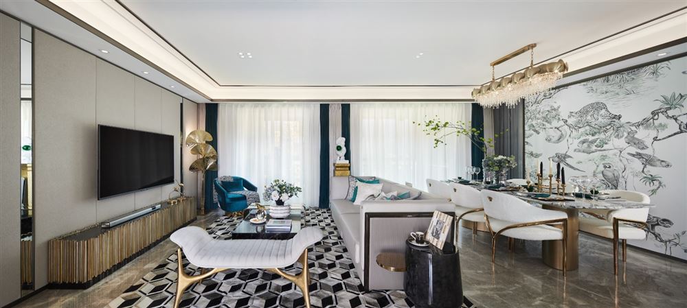 自貢市橋頭鎮(zhèn)新街東樓1-2號新中式風(fēng)格四居室裝修案例