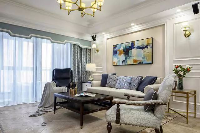 佛山市卓越蔚藍(lán)星宸美式風(fēng)格三居室裝修案例