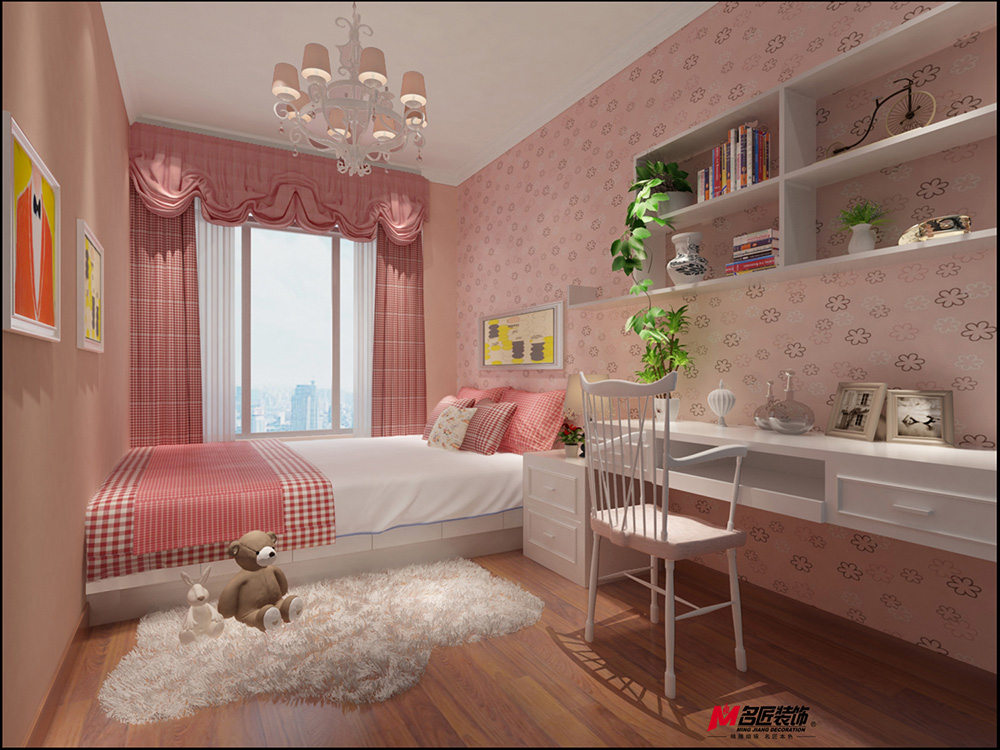 簡歐風格室內(nèi)裝修設(shè)計效果圖-保利中央公館三居140平米-室內(nèi)公主房裝修設(shè)計