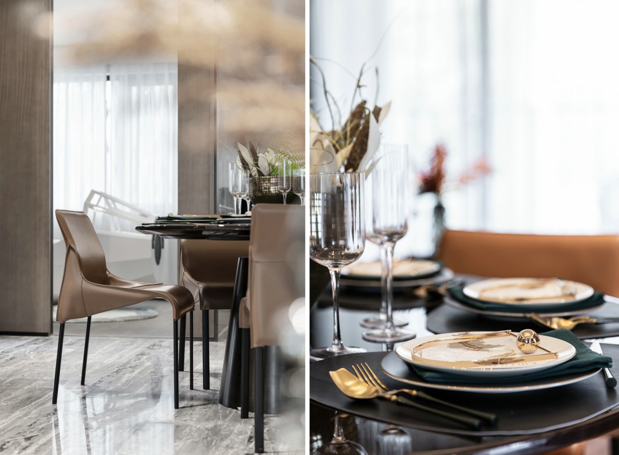 現(xiàn)代輕奢風(fēng)格室內(nèi)設(shè)計家裝案例-餐廳餐桌