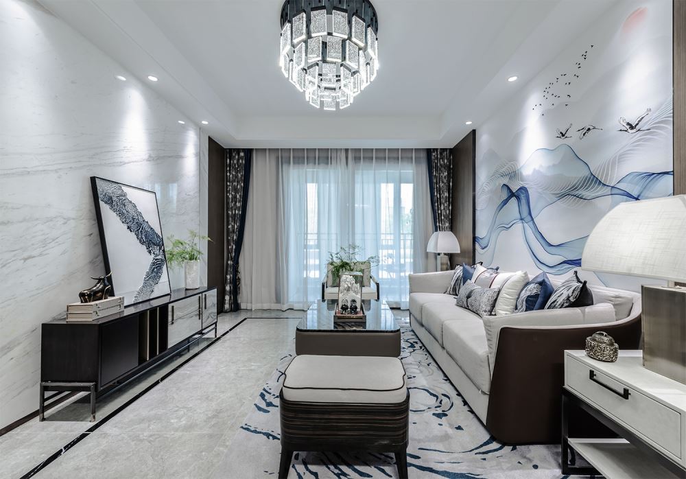 佛山市保利御江南新中式風(fēng)格三居室裝修案例