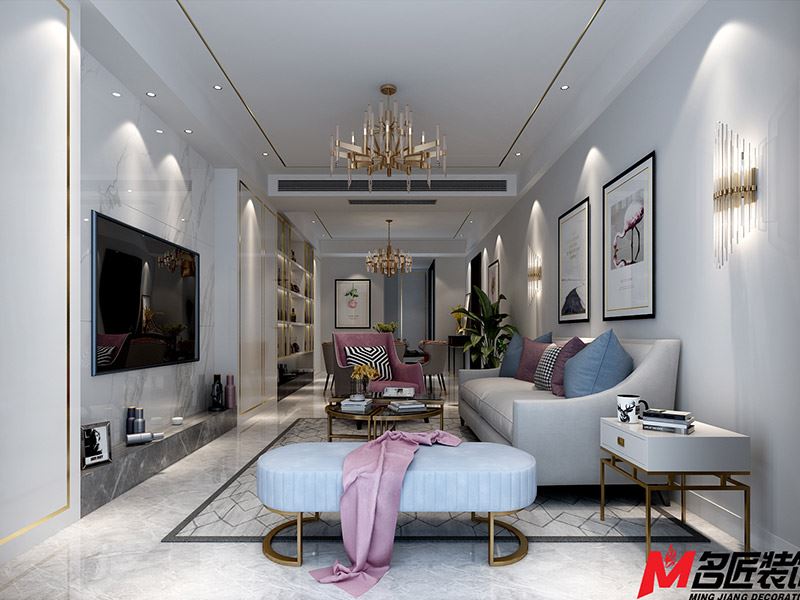 臺州市濱海苑輕奢風格三居室裝修案例