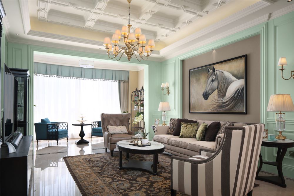 江門市美的公園天下美式風(fēng)格三居室裝修案例