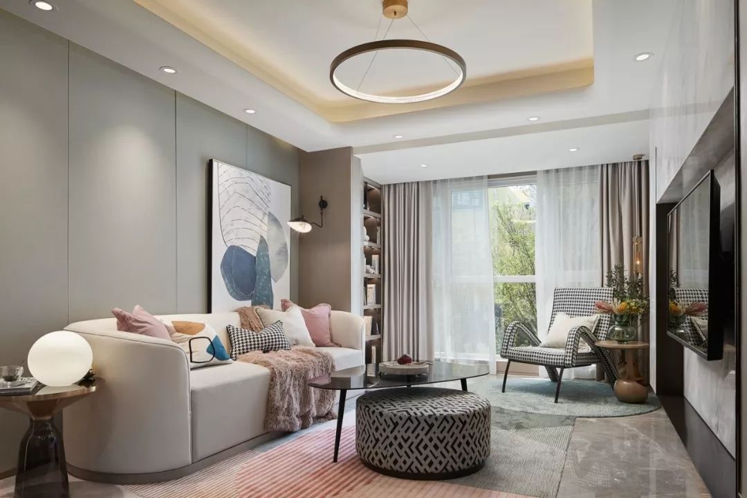 新中式風格家裝設計室內(nèi)裝修效果圖-客廳