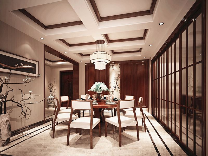 泰州市長江玫瑰園別墅小區(qū)新中式風格復式裝修案例