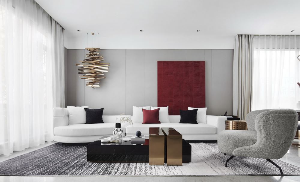 江門市世茂碧海銀湖輕奢風格三居室裝修案例