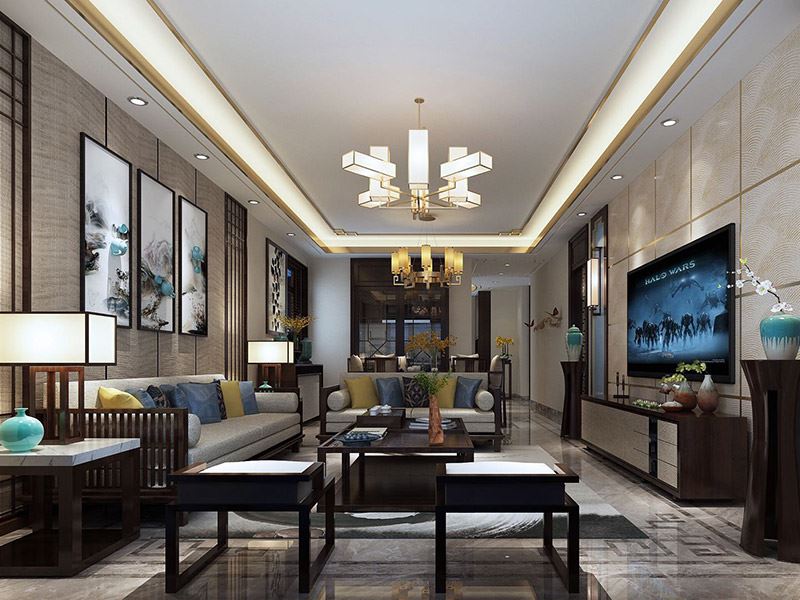 自貢市6米陽光新中式風(fēng)格別墅裝修案例