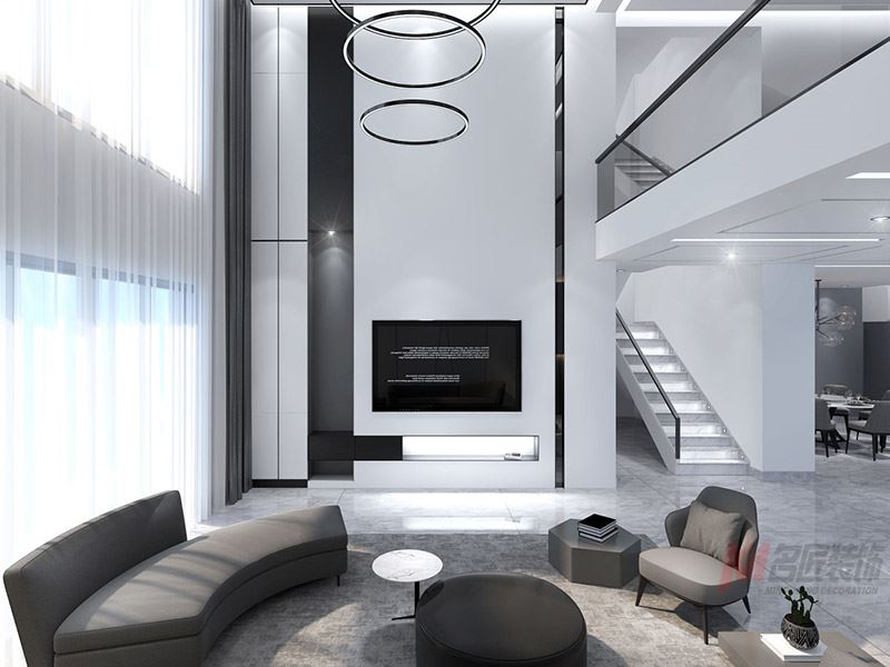 自貢市萬達廣場都會華宅現代簡約風格別墅裝修案例