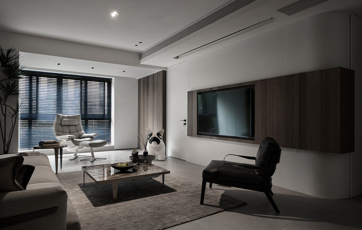 現(xiàn)代簡約風格室內家裝案例效果圖-客廳電視背景墻