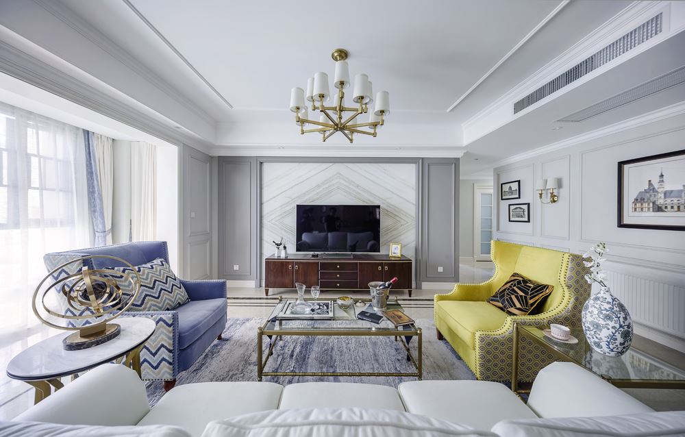 湛江市御品藍灣歐式風格四居室裝修案例