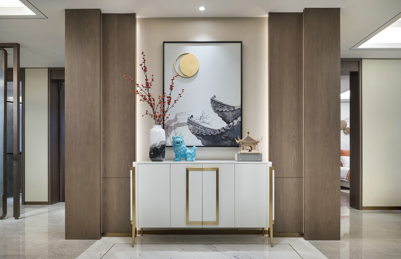 廣州市越秀星匯文璽新中式風(fēng)格四居室裝修案例