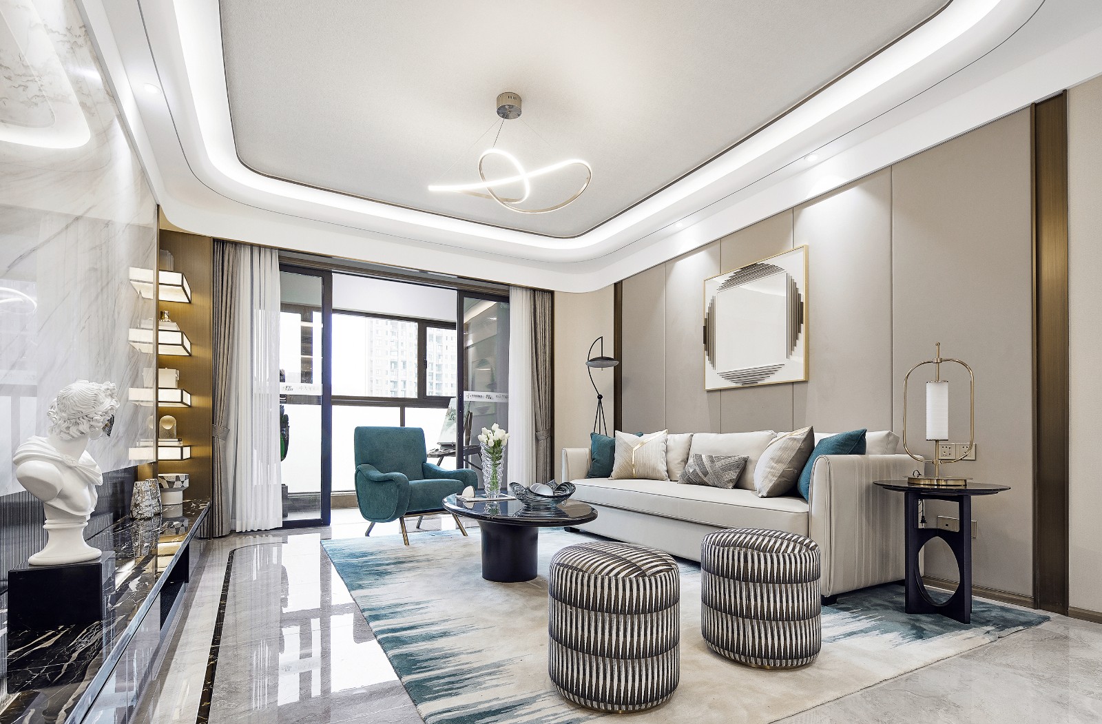 廣州市東風廣場輕奢風格三居室裝修案例