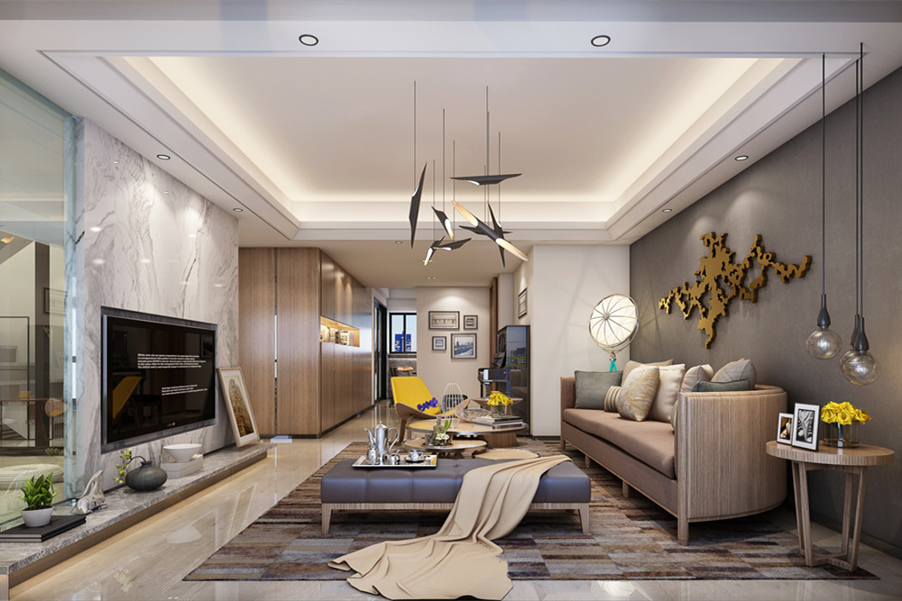 廣州市怡港花園新中式風格四居室裝修案例