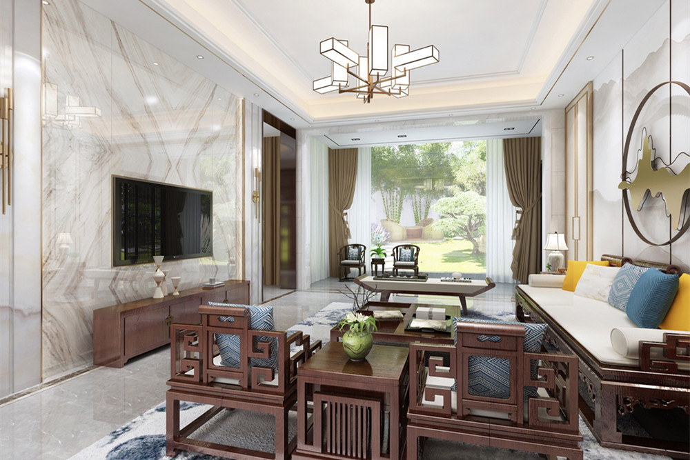 中山市萬(wàn)科柏悅灣新中式風(fēng)格別墅裝修案例