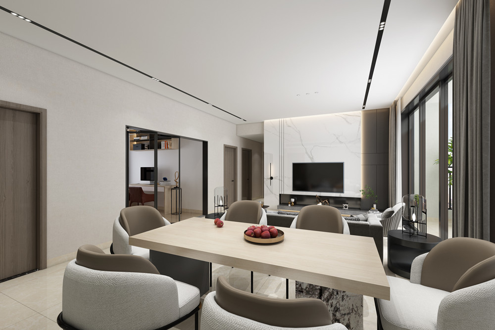 中山市泮溪花園現(xiàn)代簡約風(fēng)格三居室裝修案例