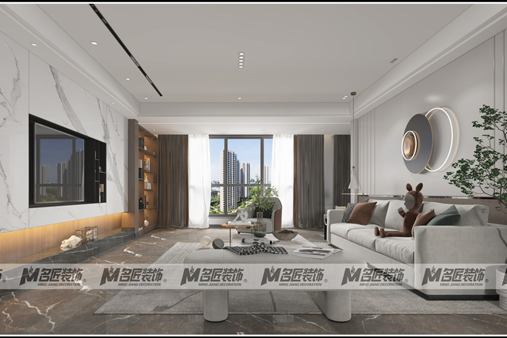 湖州市綠城曉何江南現(xiàn)代簡約風(fēng)格平層裝修案例