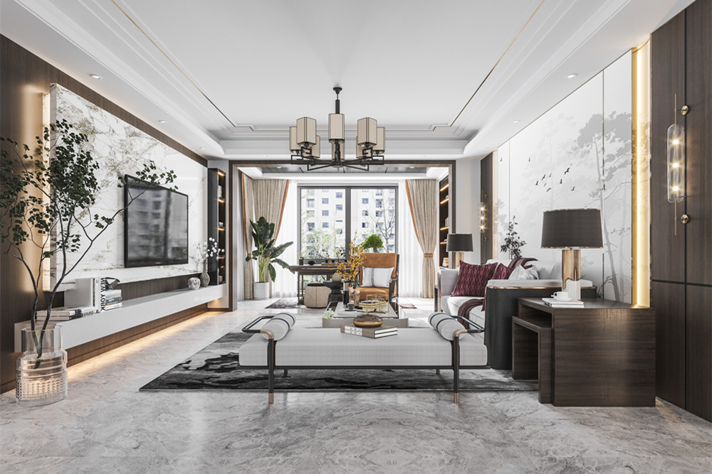 安順101-200平米新中式風格翡麗云邸裝修設(shè)計效果圖