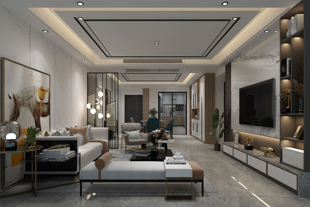 云浮市碧桂園林云苑輕奢風格三居室裝修案例