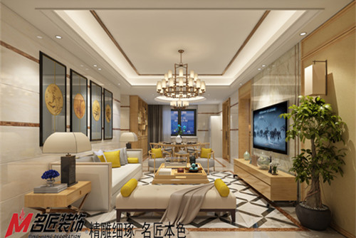 梧州市凱萊名邦學(xué)府新中式風(fēng)格四居室裝修案例