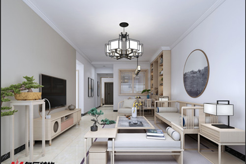 梧州市半島閣新中式風(fēng)格三居室裝修案例