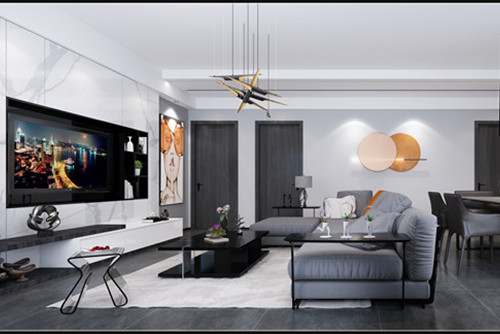 德陽(yáng)市萬(wàn)達(dá)華府。現(xiàn)代簡(jiǎn)約風(fēng)格三居室裝修案例