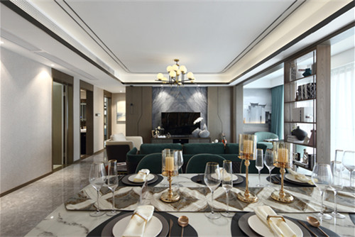 德陽(yáng)市萬(wàn)達(dá)華府。輕奢風(fēng)格三居室裝修案例