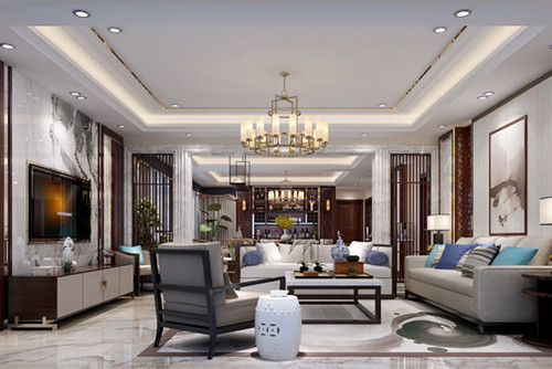 陽江市保利中央公園新中式風(fēng)格平層裝修案例