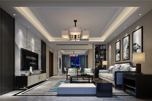 泰州市長江玫瑰園別墅小區(qū)新中式風格三居室裝修案例