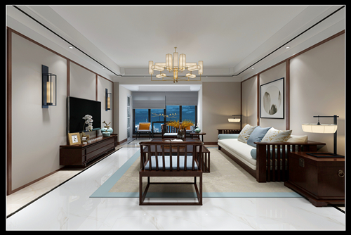 百色市百色碧桂園城央府新中式風(fēng)格四居室裝修案例