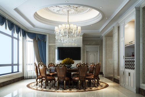 中山市方直彩虹公館別墅歐式風格別墅裝修案例