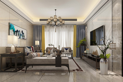 廣州市恒創(chuàng)恒?；▓@新中式風格四居室裝修案例